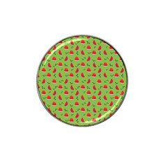Juicy Slices Of Watermelon On A Green Background Hat Clip Ball Marker by SychEva
