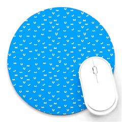 Halloween White Bars At Sky Blue Color Round Mousepads by Casemiro