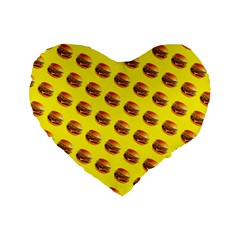 Vector Burgers, Fast Food Sandwitch Pattern At Yellow Standard 16  Premium Heart Shape Cushions by Casemiro