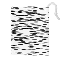 Black And White Abstract Pattern, Ovals Drawstring Pouch (4xl) by Casemiro