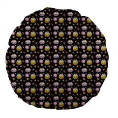Shiny Pumpkins On Black Background Large 18  Premium Round Cushions by SychEva