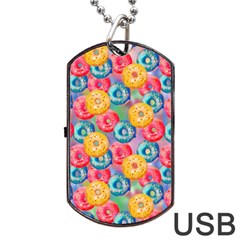 Multicolored Donuts Dog Tag Usb Flash (one Side) by SychEva
