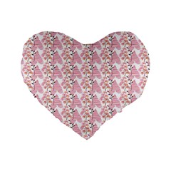 Floral Standard 16  Premium Flano Heart Shape Cushions by Sparkle