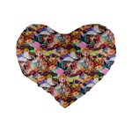 Retro Color Standard 16  Premium Flano Heart Shape Cushions Back