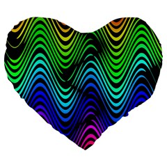 Abstract Rainbow Curves Pattern Large 19  Premium Heart Shape Cushions by Casemiro