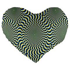 Illusion Waves Pattern Large 19  Premium Heart Shape Cushions by Sparkle