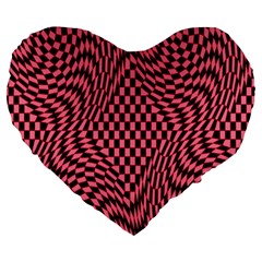 Illusion Waves Pattern Large 19  Premium Heart Shape Cushions by Sparkle