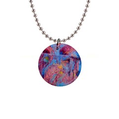 Abstract Marbling Art Print 1  Button Necklace by kaleidomarblingart