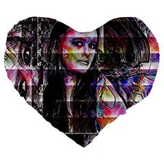 Hungry Eyes Ii Large 19  Premium Flano Heart Shape Cushions by MRNStudios