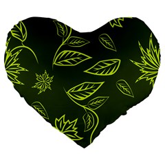 Folk Flowers Print Floral Pattern Ethnic Art Large 19  Premium Flano Heart Shape Cushions by Eskimos