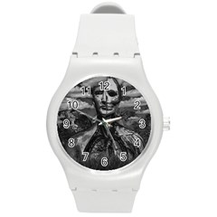 Bw Creepy Fantasy Scene Artwork Round Plastic Sport Watch (m) by dflcprintsclothing