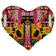 Digital Illusion Large 19  Premium Heart Shape Cushions by Sparkle