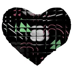 Digital Illusion Large 19  Premium Heart Shape Cushions by Sparkle