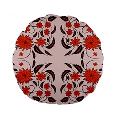 Floral Folk Damask Pattern  Standard 15  Premium Round Cushions by Eskimos