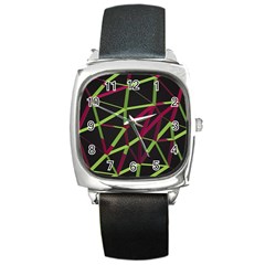 3d Lovely Geo Lines X Square Metal Watch by Uniqued