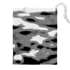 Black Waves Abstract Series No 1 Drawstring Pouch (4xl) by DimitriosArt
