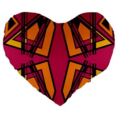 Abstract Geometric Design    Large 19  Premium Flano Heart Shape Cushions by Eskimos