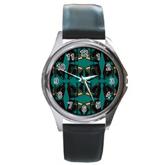 Abstract Geometric Design    Round Metal Watch by Eskimos