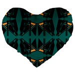 Abstract geometric design    Large 19  Premium Heart Shape Cushions Back