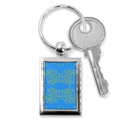Floral Folk Damask Pattern Fantasy Flowers Floral Geometric Fantasy Key Chain (rectangle) by Eskimos