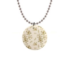 Folk Flowers Print Floral Pattern Ethnic Art 1  Button Necklace by Eskimos