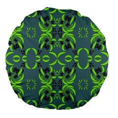 Floral Folk Damask Pattern  Large 18  Premium Flano Round Cushions by Eskimos