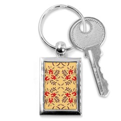 Floral Folk Damask Pattern Fantasy Flowers Floral Geometric Fantasy Key Chain (rectangle) by Eskimos