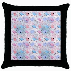 Notepads Pens And Pencils Throw Pillow Case (black) by SychEva