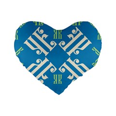Abstract Pattern Geometric Backgrounds   Standard 16  Premium Flano Heart Shape Cushions by Eskimos
