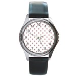 Weird Fantasy Bird Drawing Motif Pattern Round Metal Watch Front