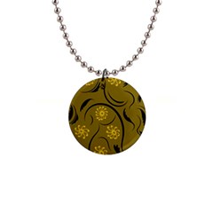 Folk Flowers Print Floral Pattern Ethnic Art 1  Button Necklace by Eskimos