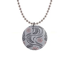Folk Flowers Print Floral Pattern Ethnic Art 1  Button Necklace by Eskimos