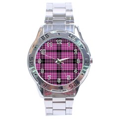 Pink Tartan 3 Stainless Steel Analogue Watch by tartantotartanspink2