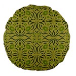 Floral folk damask pattern Fantasy flowers  Large 18  Premium Flano Round Cushions Back