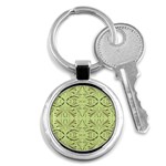 Floral folk damask pattern Fantasy flowers  Key Chain (Round) Front