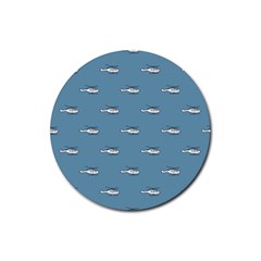 Cartoon Sketchy Helicopter Drawing Motif Pattern Rubber Round Coaster (4 Pack) by dflcprintsclothing