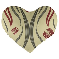 Folk Flowers Print Floral Pattern Ethnic Art Large 19  Premium Flano Heart Shape Cushions by Eskimos
