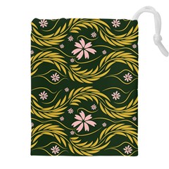 Folk Flowers Print Floral Pattern Ethnic Art Drawstring Pouch (5xl) by Eskimos