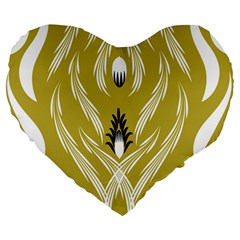Folk Flowers Print Floral Pattern Ethnic Art Large 19  Premium Flano Heart Shape Cushions by Eskimos