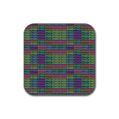 Paris Words Motif Colorful Pattern Rubber Coaster (square) by dflcprintsclothing