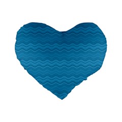 Sea Waves Standard 16  Premium Flano Heart Shape Cushions by Sparkle