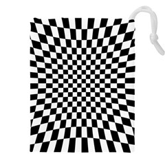 Illusion Checkerboard Black And White Pattern Drawstring Pouch (5xl) by Nexatart
