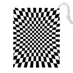 Illusion Checkerboard Black And White Pattern Drawstring Pouch (5XL) Front