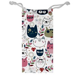 Pattern With Cute Cat Heads Jewelry Bag by Jancukart