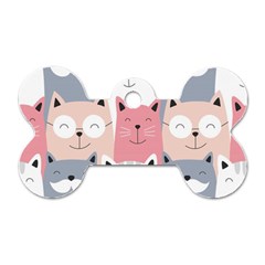 Cute Seamless Pattern With Cats Dog Tag Bone (two Sides) by Jancukart