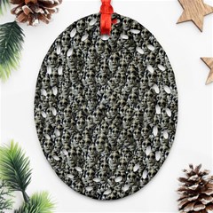 Creepy Head Motif Pattern Ornament (oval Filigree) by dflcprintsclothing