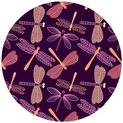 Dragonfly-pattern-design Wooden Puzzle Round by Jancukart