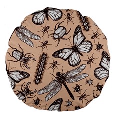 Vintage-drawn-insect-seamless-pattern Large 18  Premium Flano Round Cushions by Jancukart