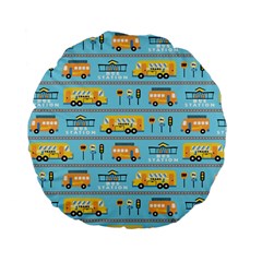 Buses-cartoon-pattern-vector Standard 15  Premium Flano Round Cushions by Jancukart