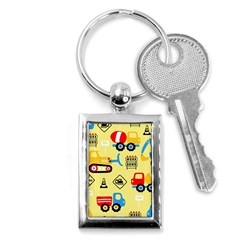Seamless-pattern-vector-industrial-vehicle-cartoon Key Chain (rectangle) by Jancukart